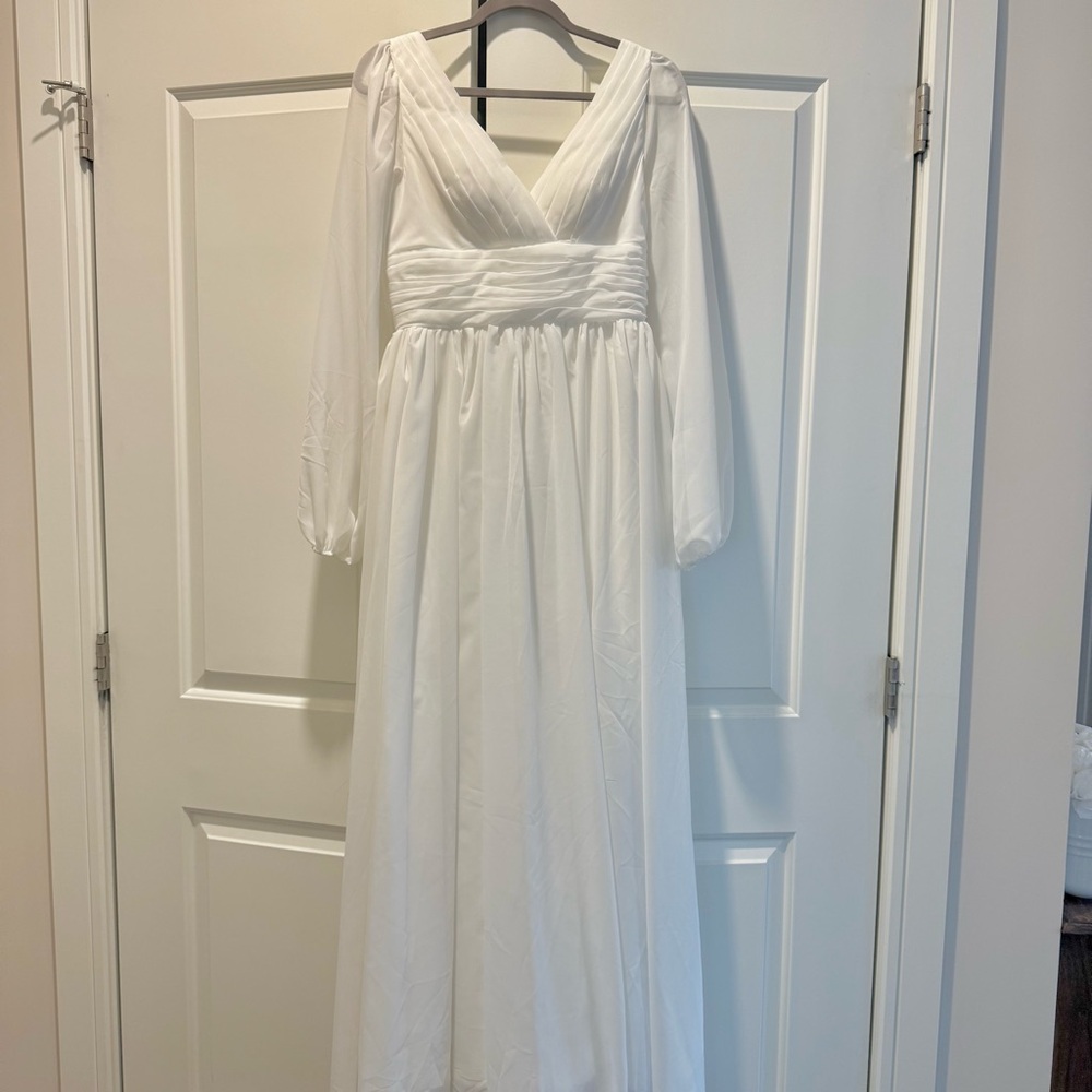 NWOT Boho White Long Sleeve Dress - Picture 2 of 5